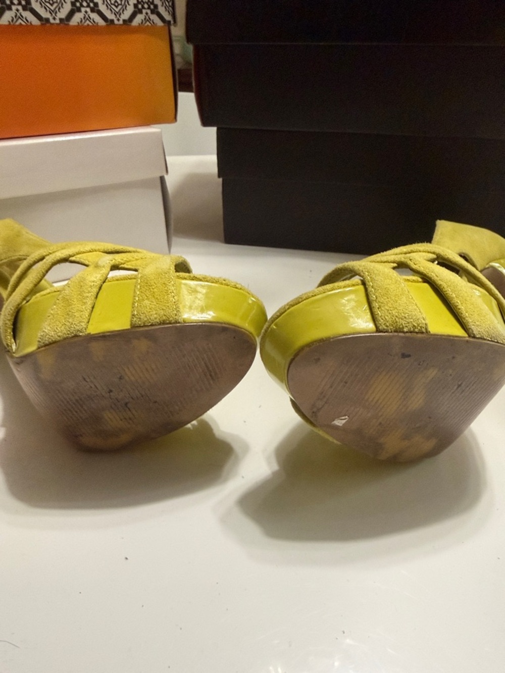 Steve Madden Yellow Suede Heels - Picture 6 of 7